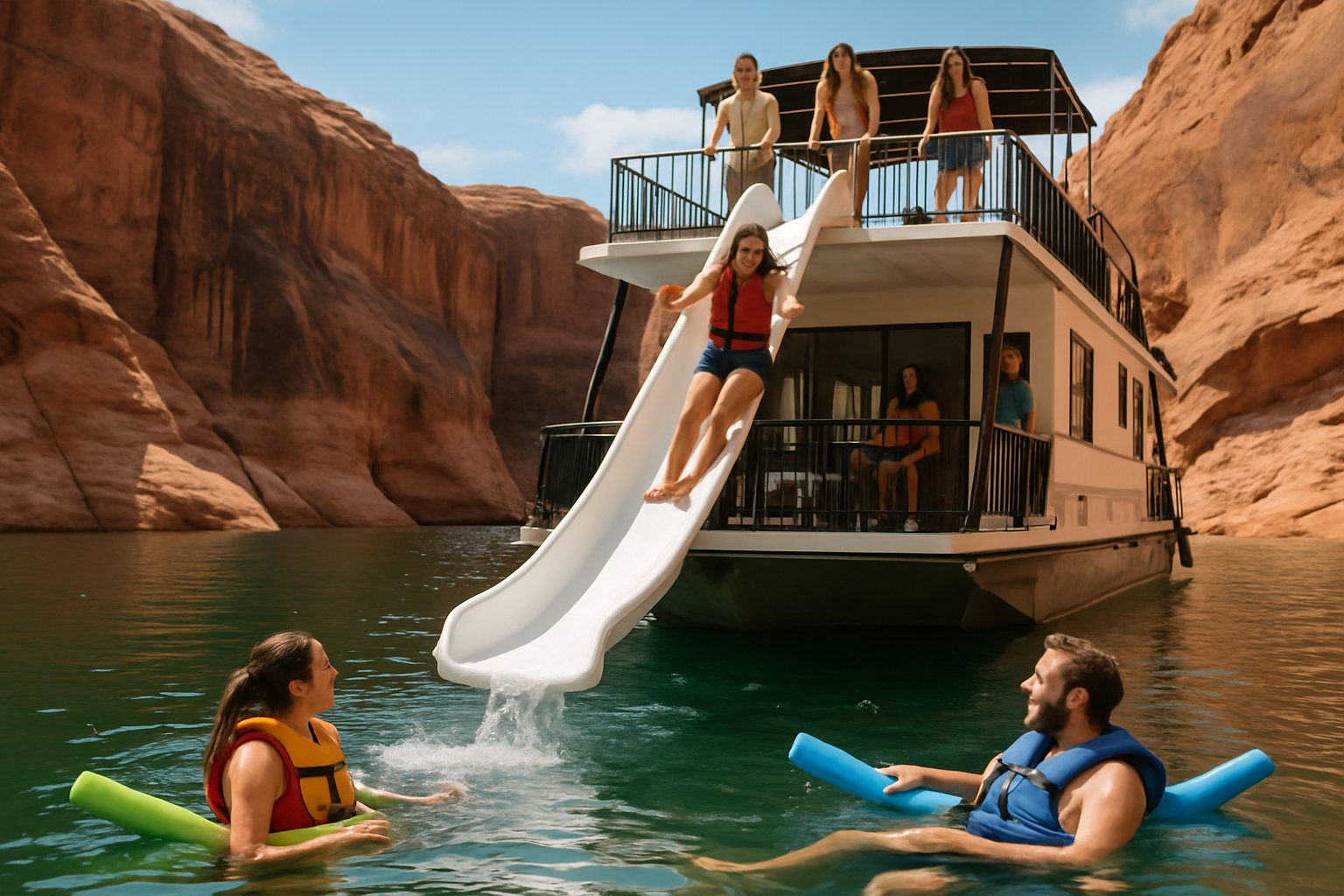 Houseboat Slides: Fiberglass and Inflatable Options