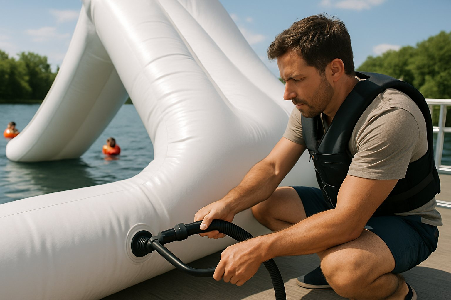 Boat Slide Pump Guide: How to Inflate a Pontoon Slide